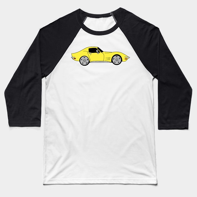 Daytona Yellow C3 Corvette Baseball T-Shirt by ally1021
